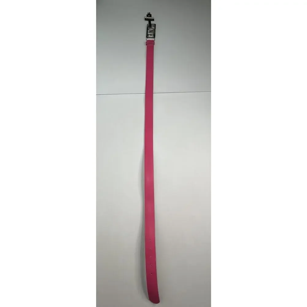 Love Logo Metal Belt Buckle Hot Pink Leather Belt New Vintage Sz XL Y2K